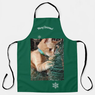 Cat Christmas Photo text customize Apron
