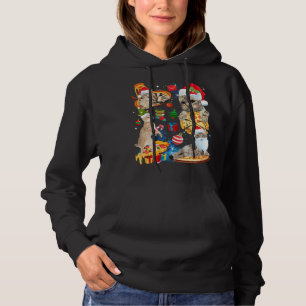 Cat Christmas Riding Pizza Funny Cats Santa Hat Xm Hoodie