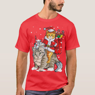 Cat Christmas Santa Caticorn Unicorn Meowy Catmas T-Shirt