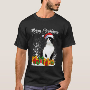 Cat Christmas Santa Hat Funny Black Cat Men Women  T-Shirt