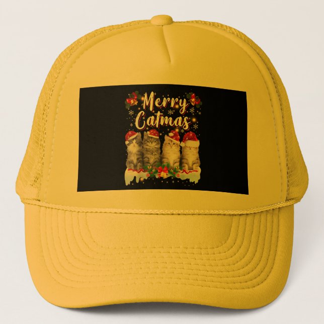 Cat Christmas Santa Hat Funny Merry Catmas (Front)