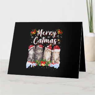 Cat Christmas Santa Hat Funny Merry Catmas Card