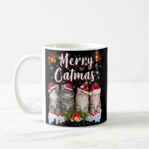 Cat Christmas Santa Hat Funny Merry Catmas Coffee Mug