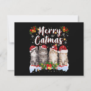 Cat Christmas Santa Hat Funny Merry Catmas Holiday Card