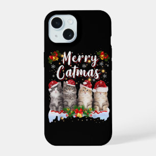 Cat Christmas Santa Hat Funny Merry Catmas iPhone 15 Case