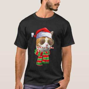 Cat Christmas Santa Hat Sunglasses Funny Pet Cat L T-Shirt