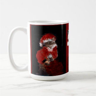 Cat Christmas Santa Maureen Girard Blue Eyes Coffee Mug