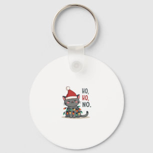Cat Christmas Shirt Kids Funny Santa Cat Christmas Keychain