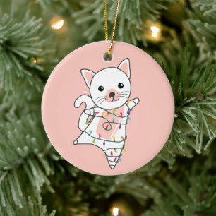 Cat Christmas Snow Winter Animals Cats Ceramic Orn Ornament