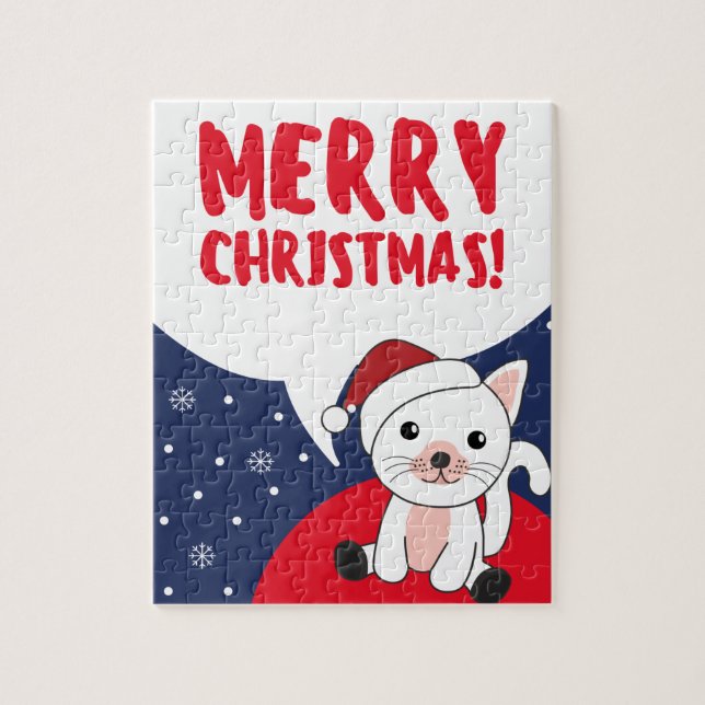 Cat Christmas Snow Winter Animals Cats Jigsaw Puzz Puzzle (Vertical)
