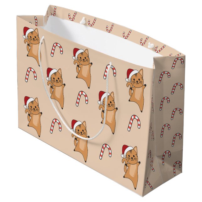 Cat Christmas Snow Winter Animals Cats Large Gift Bag (Back Angled)