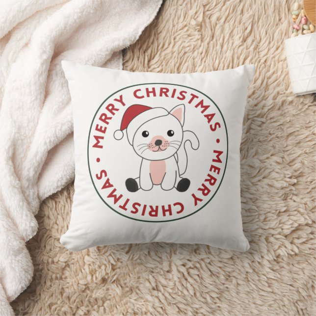 Cat Christmas Snow Winter Animals Cats Throw Pillo Pillow (Blanket)