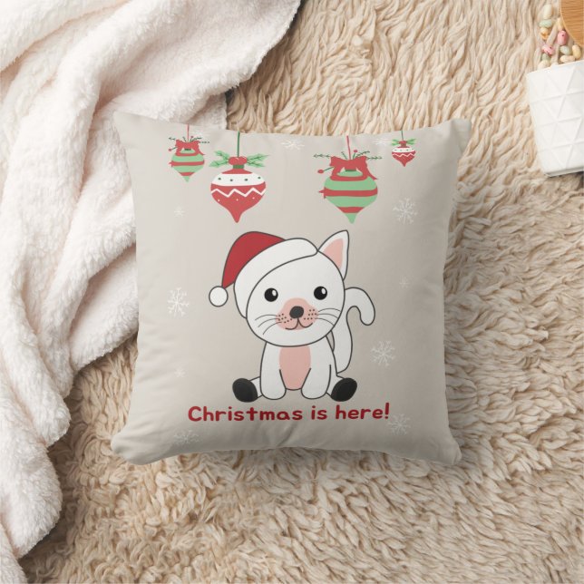 Cat Christmas Snow Winter Animals Cats Throw Pillo Pillow (Blanket)