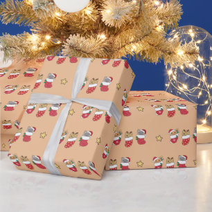 Cat Christmas Socks Animals Cute Cats Wrapping Paper