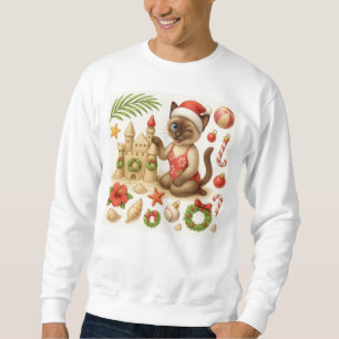 Cat Christmas Summer July Pool Party  Sweatshirt