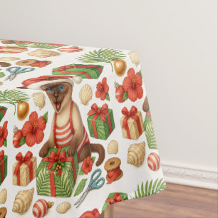 Cat Christmas Summer July Pool Party Tablecloth