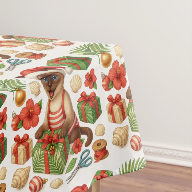 Cat Christmas Summer July Pool Party  Tablecloth (In Situ)