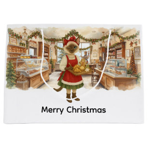 Cat Christmas themed  Bakery Shop  Large Gift Bag