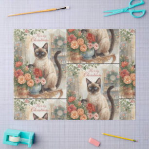 Cat Christmas themed by Siamese cat in florist Tissue Paper