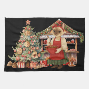 Cat Christmas themed in Bakery Shop  Kitchen Towel