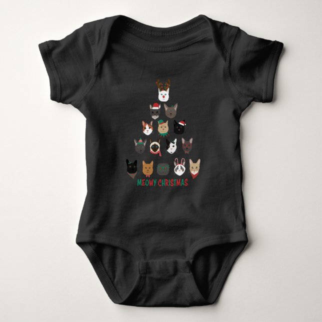 Cat Christmas Tree Baby Bodysuit (Front)