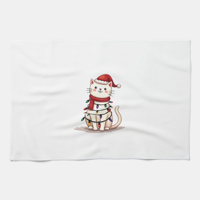 Cat Christmas Tree Christmas (1) Kitchen Towel (Horizontal)