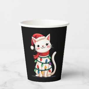 Cat Christmas Tree Christmas (1) Paper Cups