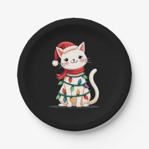 Cat Christmas Tree Christmas (1) Paper Plate
