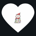 Cat Christmas Tree Christmas (2) Heart Sticker<br><div class="desc">Cat Christmas Tree Christmas (2)</div>
