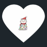 Cat Christmas Tree Christmas (2) Heart Sticker<br><div class="desc">Cat Christmas Tree Christmas (2)</div>