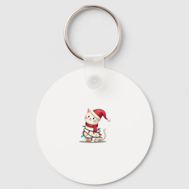 Cat Christmas Tree Christmas (2) Keychain (Front)