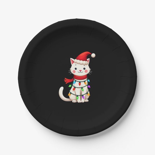 Cat Christmas Tree Christmas (2) Paper Plate (Front)