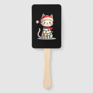 Cat Christmas Tree Christmas (3) Hand Fan