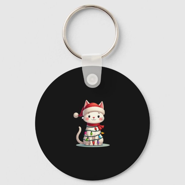 Cat Christmas Tree Christmas (3) Keychain (Front)