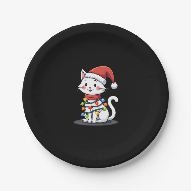 Cat Christmas Tree Christmas (3) Paper Plate (Front)