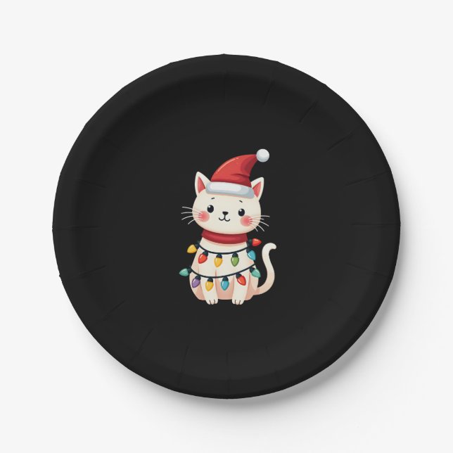 Cat Christmas Tree Christmas (4) Paper Plate (Front)