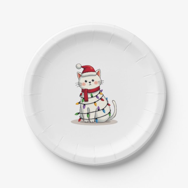 Cat Christmas Tree Christmas (4) Paper Plate (Front)