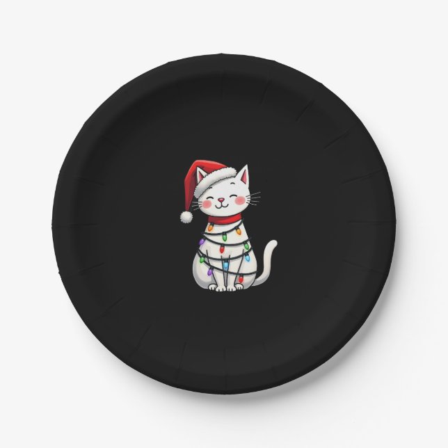 Cat Christmas Tree Christmas (5) Paper Plate (Front)