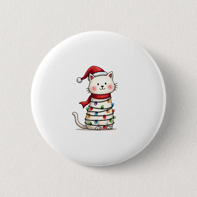 Cat Christmas Tree Christmas (6) 2 Inch Round Button (Front)