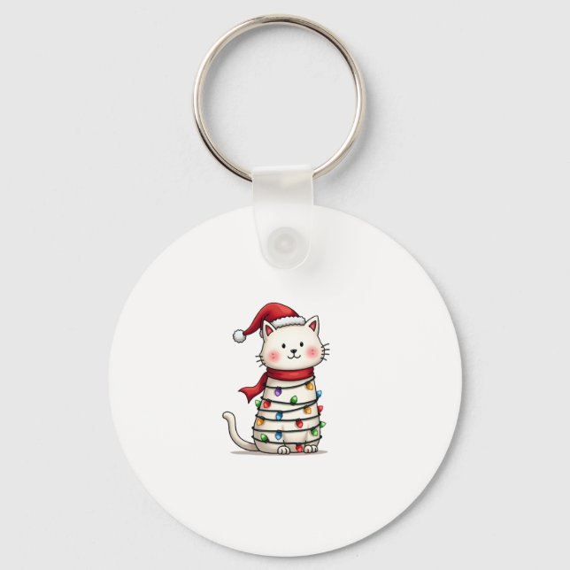 Cat Christmas Tree Christmas (6) Keychain (Front)