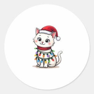 Cat Christmas Tree Christmas Classic Round Sticker