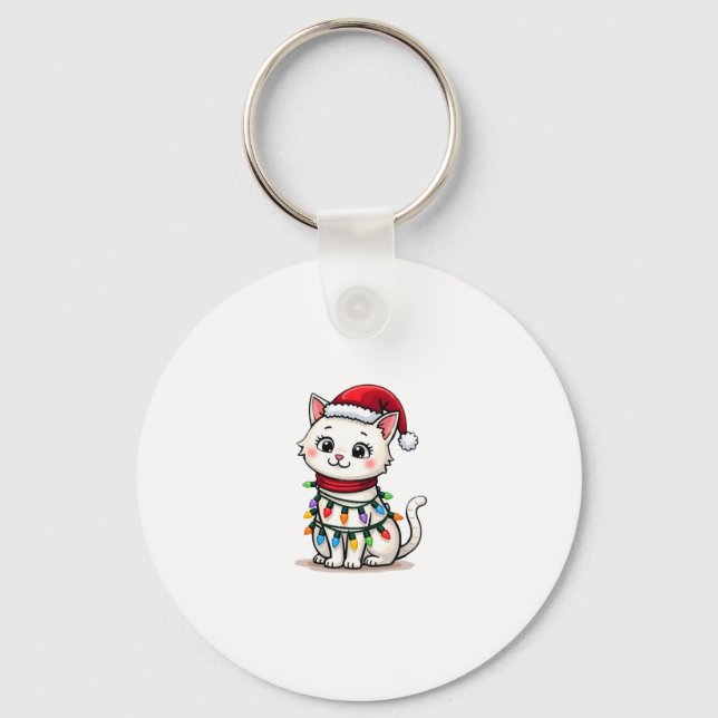 Cat Christmas Tree Christmas Keychain (Front)