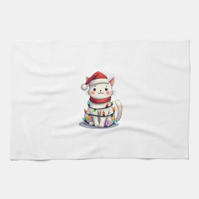 Cat Christmas Tree Christmas Kitchen Towel (Horizontal)