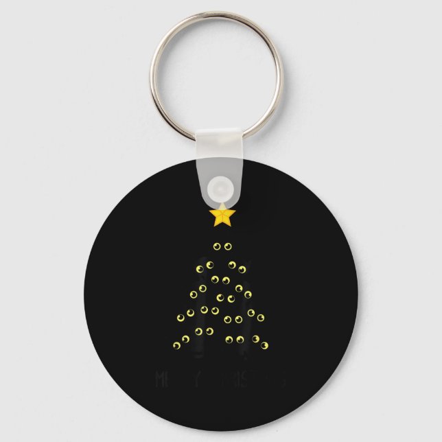 Cat Christmas Tree Cute Black Kitten Lover Meowy W Keychain (Front)
