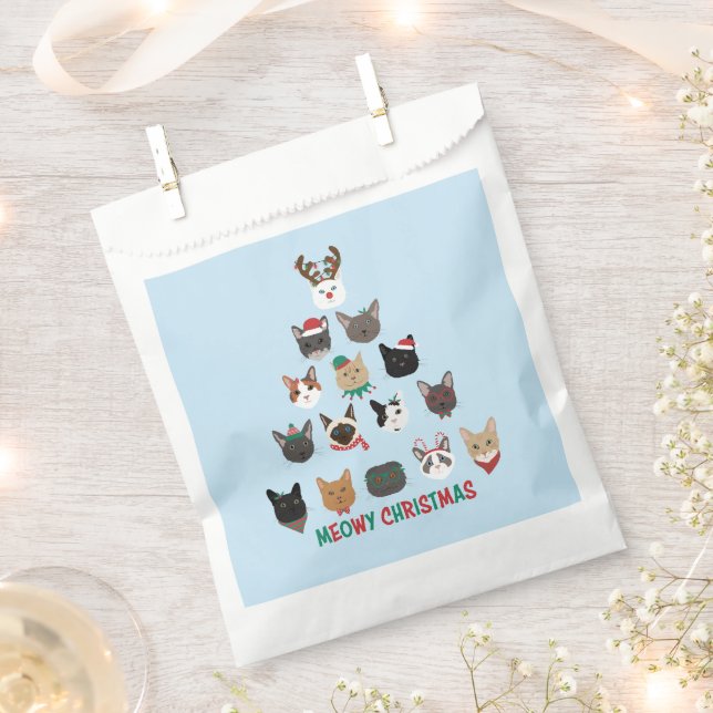 Cat Christmas Tree Favour Bag (Clipped)