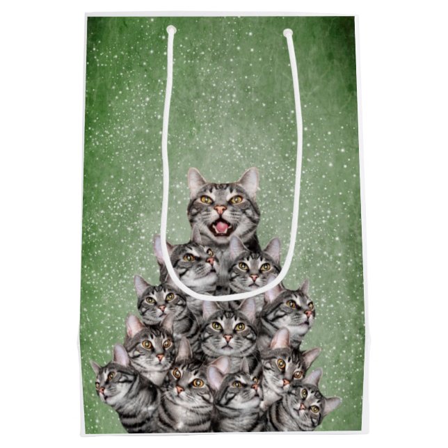 Cat Christmas tree Medium Gift Bag (Back)