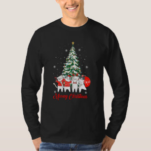 Cat Christmas Tree Meowy Catmas Xmas Kids Girls Bo T-Shirt