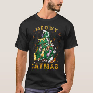 Cat Christmas Tree Meowy Catmas  Xmas T-Shirt