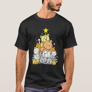 Cat Christmas Tree Meowy Catmas Xmas T-Shirt
