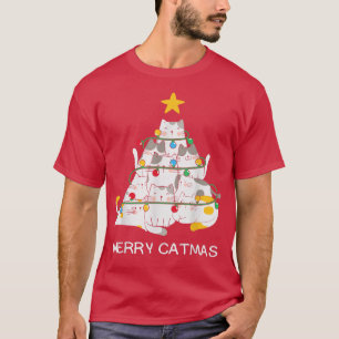 Cat Christmas Tree Merry Catmas Meow Christmas Cat T-Shirt